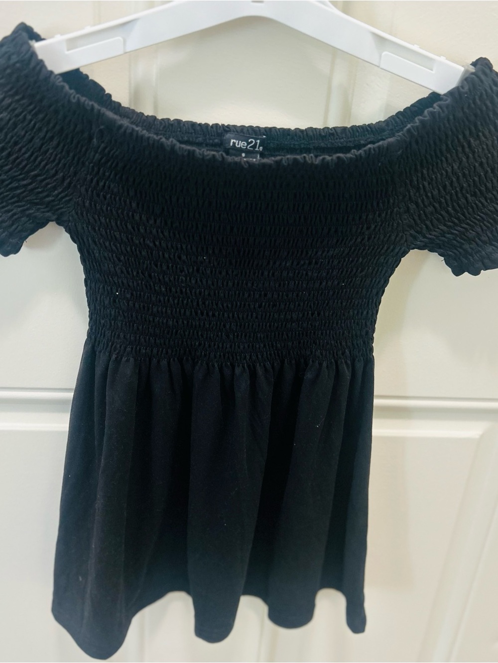 rue21 Kids Black Smocked Off-Shoulder Casual Dress